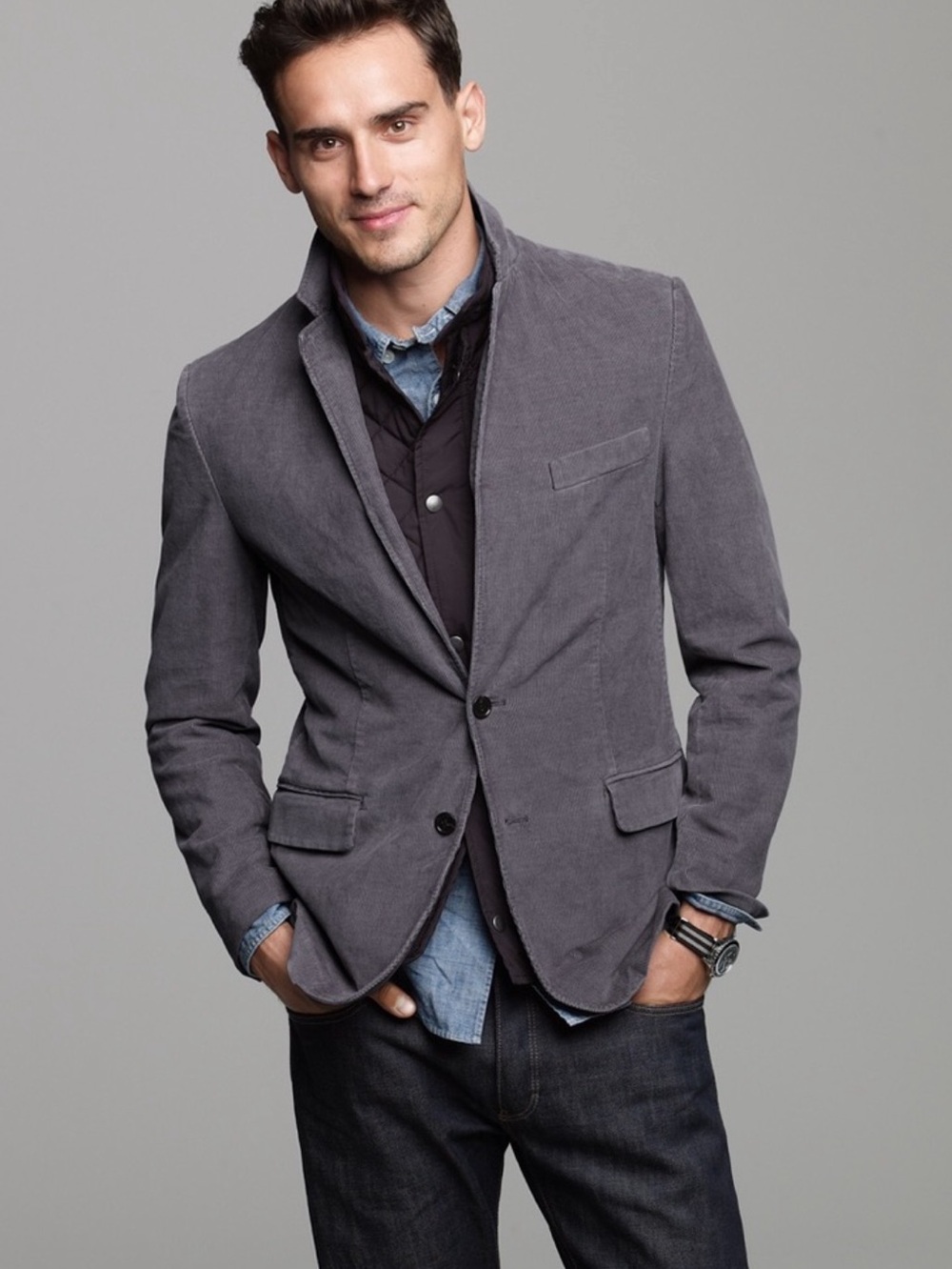 J. Crew Ludlow Gray Corduroy Blazer Sz L